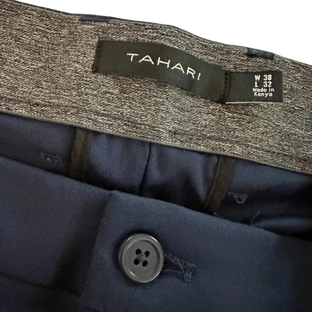 Tahari Men's Navy Classic Dress Pants, 38 x 32